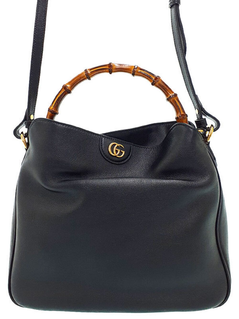 Gucci Diana Leather Shoulder Bag black leather bamboo